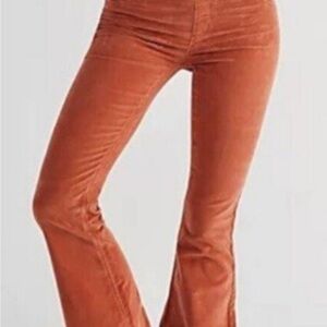 Free People Orange Flare Corduroy Pants